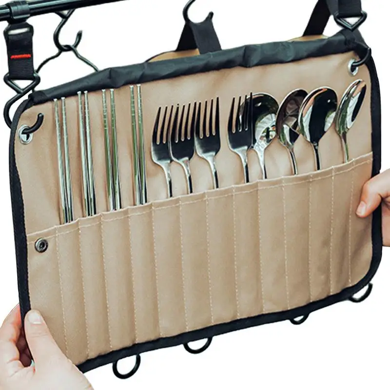 Outdoor Camping Utensils - 캠핑용 수저 롤백 12칸, 피크닉용 롤업