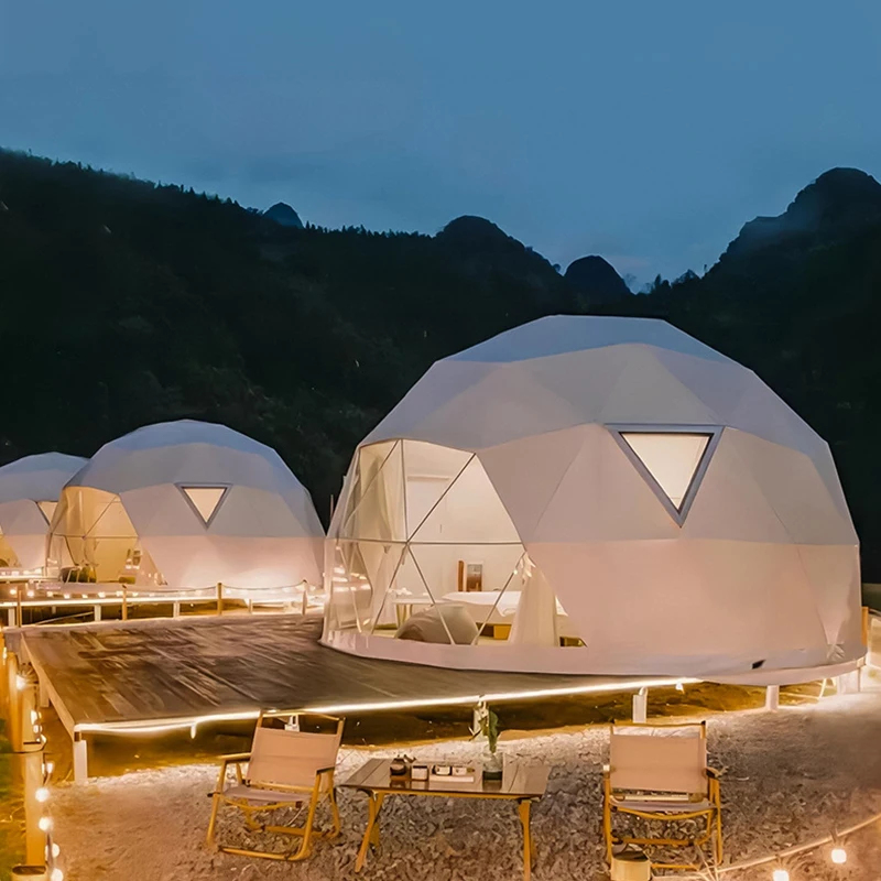 Outdoor Camping And Glamping - 프리미엄 지오데식 글램핑 돔 텐트 -