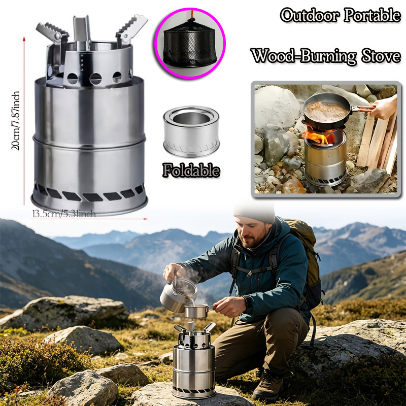 Outdoor Camping Stove Wood - 휴대용 접이식 스테인리스 스틸 장작 난로