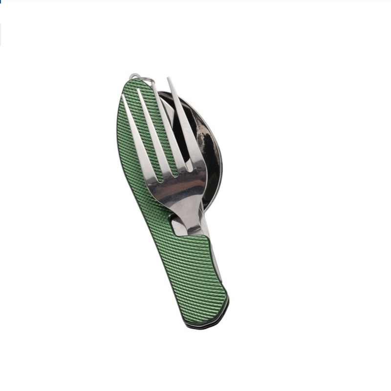 Outdoor Camping Utensils - 접이식 스테인리스 스틸 수저 세트, 일체형