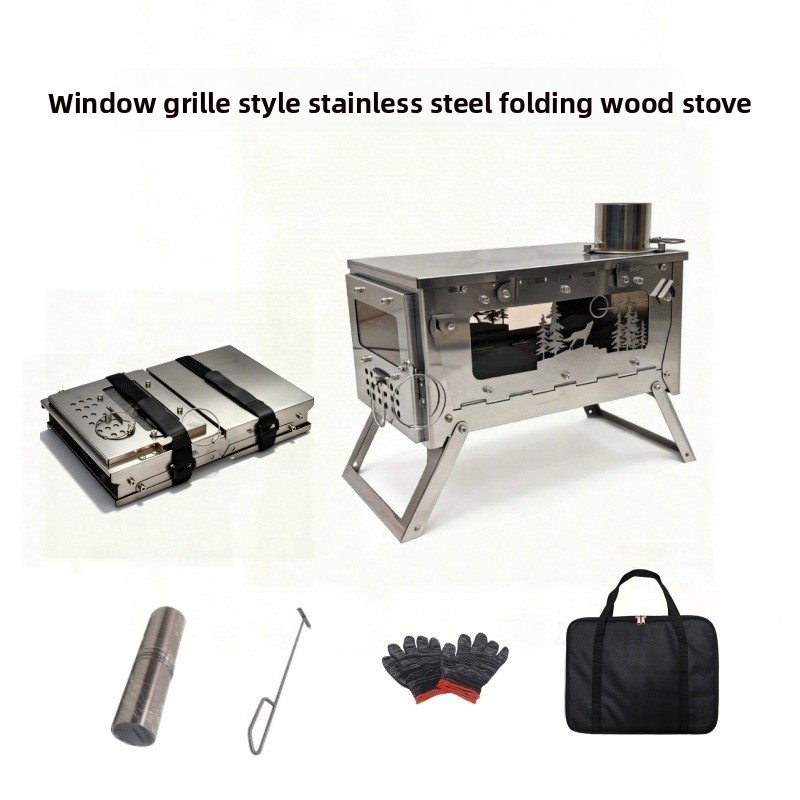 Outdoor Camping Stove Wood - 스테인리스 스틸 접이식 휴대용 나무 난로